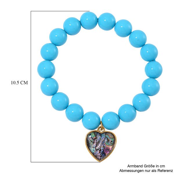 Sleeping Beauty t&uuml;rkisfarbenes Muschelkernperlen und Abalone-Muschel Armband, 17-19 cm - 198 ct. image number 5