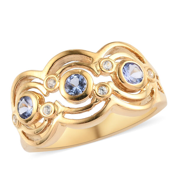 Tansanit und Zirkon Ring 925 Silber vergoldet  ca. 0,43 ct image number 4