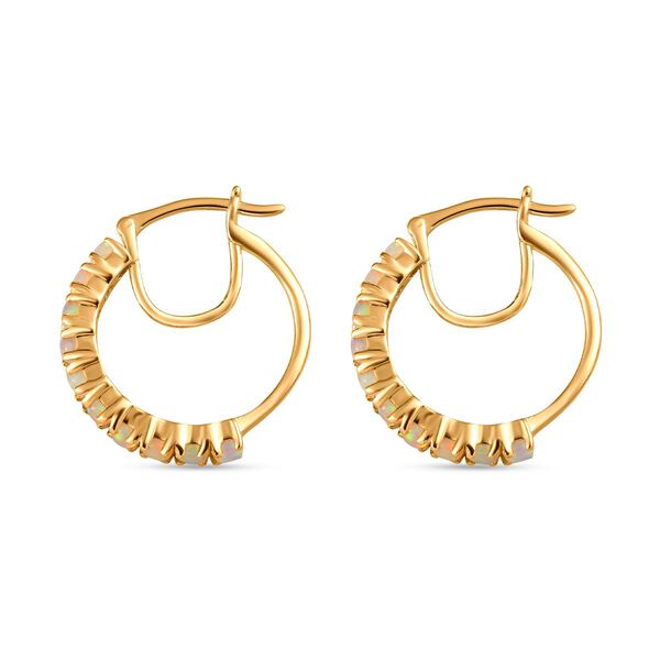 Nat&uuml;rliche, &auml;thiopische Opal-Creolen in Silber image number 4