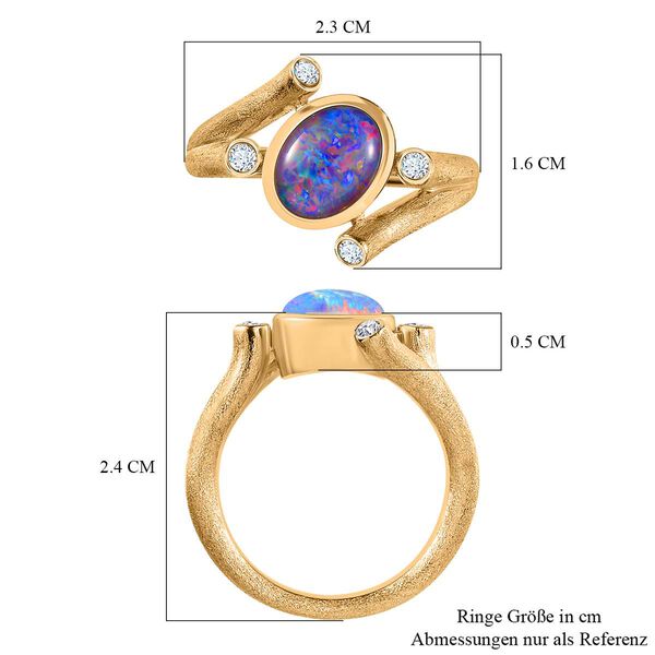 Boulder Opal Triplett und Zirkon Ring - 1,56 ct. image number 5
