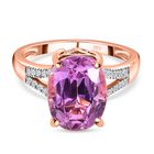 AAA Patroke Kunzit, Weißer Diamant Ring, 585 Gold (Größe 17.00) ca. 5.57 ct