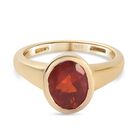 Mexikanischer Kirschfeuer-Opal Solitär Ring 925 Silber vergoldet (Größe 16.00) ca. 1,00 ct