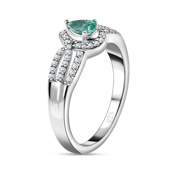 AAA Smaragd und Zirkon Ring - 0,60 ct. image number 5