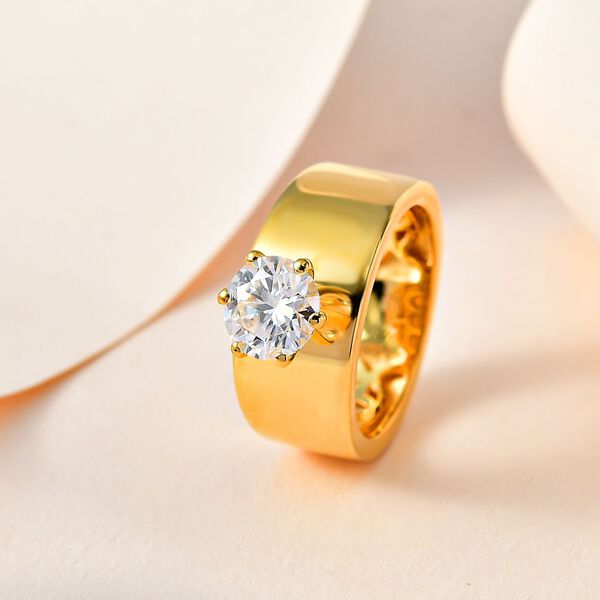 Moissanit Ring, 925 Silber Gelbgold Vermeil, (Gr&ouml;&szlig;e 16.00) ca. 1.18 ct image number 8