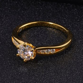 Moissanit Ring, 925 Silber Gelbgold Vermeil - 0,95 ct.