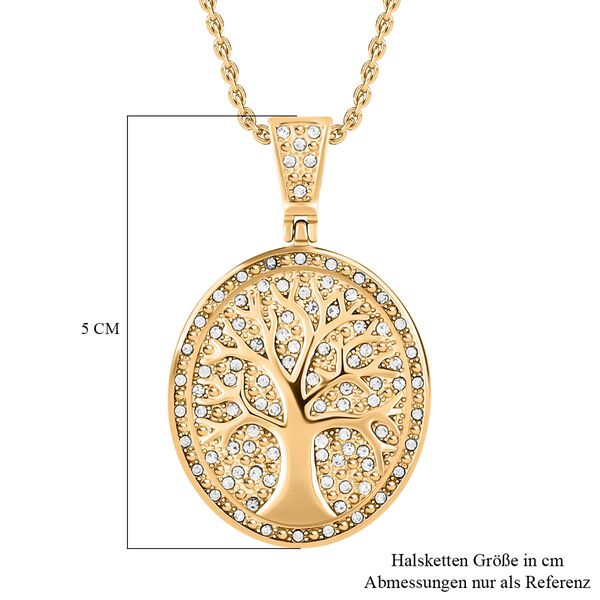 Lebensbaum-Anh&auml;nger wei&szlig;er Kristall mit Kette, goldfarben image number 6