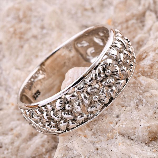 Royal Bali Kollektion- Frangipani (Plumeria) Bandring in 925 Silber image number 1