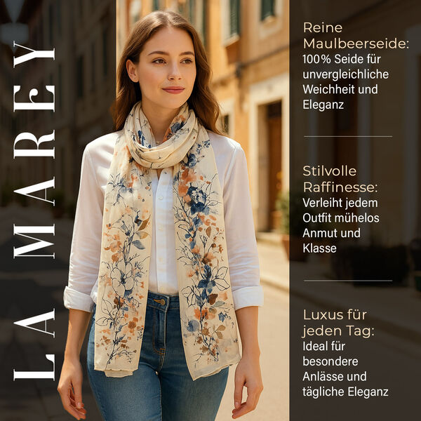 Chaos by Elsie Echtleder Crossbody Tasche im Quadrat-Blumendesign mit RFID-Schutz und Mini-Taschenlampe und LA MAREY Schal aus 100% Maulbeerseide image number 13