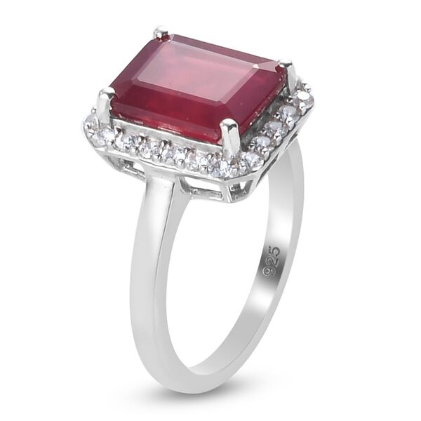 Rubin Afrikanisch und Zirkon Halo Ring 925 Silber Platin-&Uuml;berzug image number 5