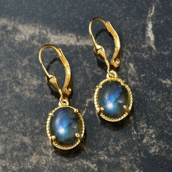 D'Joy AAA Labradorit Ohrringe 925 Silber 750 Gelb Vergoldet ca. 5.29 ct image number 2