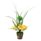 Blumentopf mit künstlicher Hortensie und Sonnenblume image number 0
