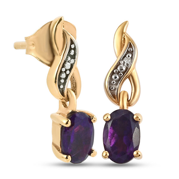 Afrikanische Amethyst und Diamant-Ohrringe, 925 Silber vergoldet ca. 0,84 ct image number 4