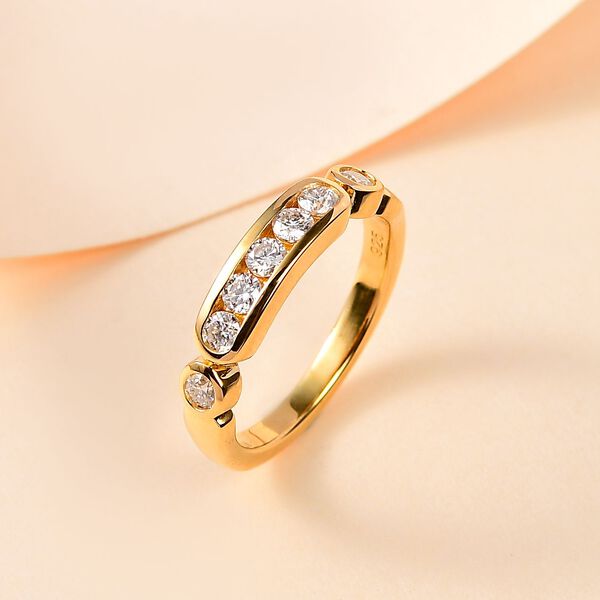 Moissanit Ring, 925 Silber Gelbgold Vermeil - 0,49 ct. image number 2