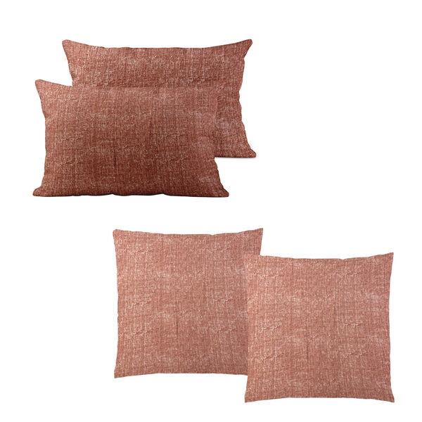 4-teiliges Set - melierte Kissenh&uuml;llen aus Mikrofaser, 2x 40x40 cm und 2x 40x80 cm, T&uuml;rkis