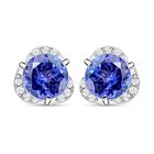 Rhapsody AAAA Tansanit, Weißer Diamant Ohrringe 950 Platin ca. 2,00 ct.