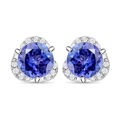 RHAPSODY zertifiziert und geprüft AAAA Tansanit und VS-EF Diamant Ohrringe in 950 Platin - 2 ct. image number 0