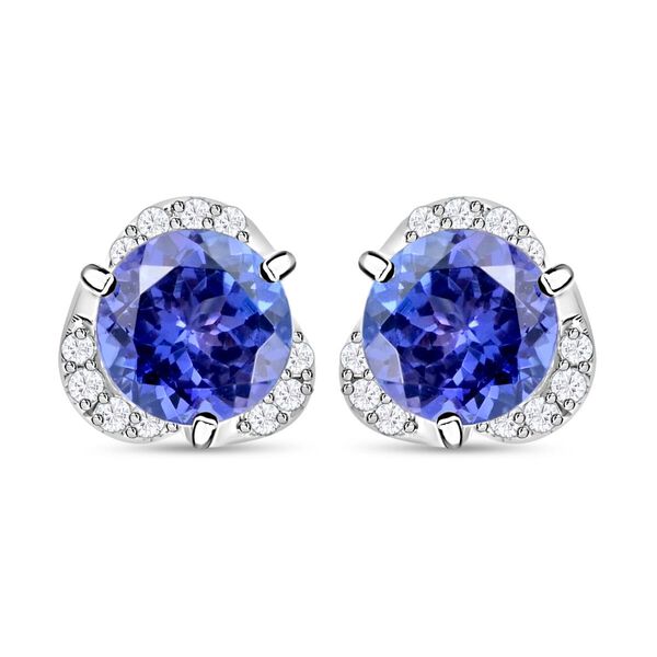 RHAPSODY zertifiziert und geprüft AAAA Tansanit und VS-EF Diamant Ohrringe in 950 Platin - 2 ct. image number 0