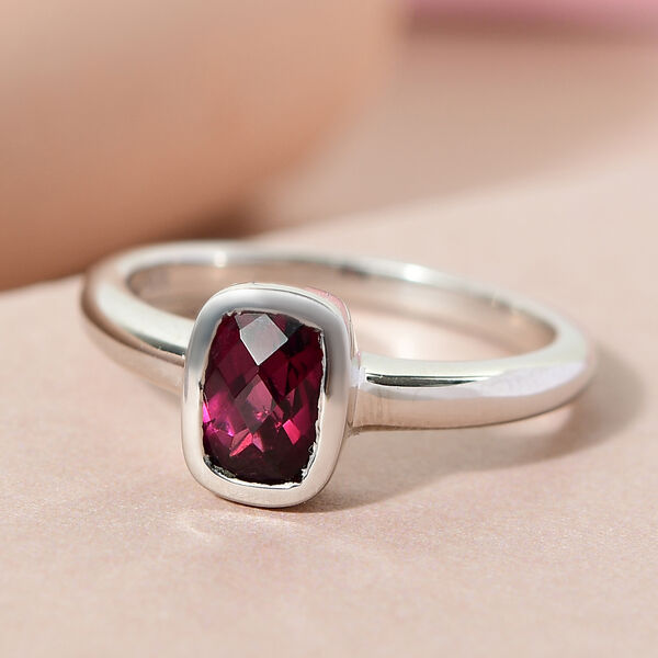 Rhodolith Granat Solitär Ring 925 Silber platiniert  ca. 1,10 ct image number 2