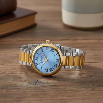 GENOA - Uhr mit Automatikwerk Dandong und Zifferblatt in Blau-Gold,sportlich-elegantes Design, bicolor