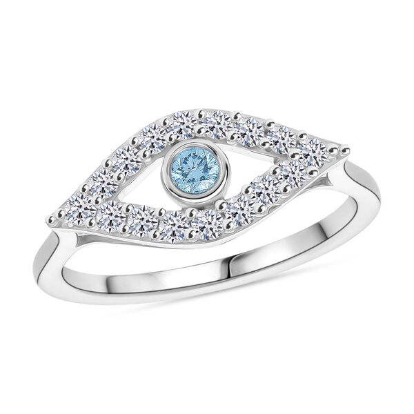 LUXURIANT SI Labor blauer Diamant und SI-GH wei&szlig;er Labor Diamant Ring - 0,51 ct. image number 3