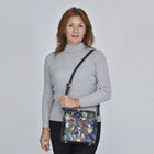 Crossbody Tasche aus 100% echtem Leder, Rosen Blumenmuster, Größe 22x11x18 cm, Schwarz