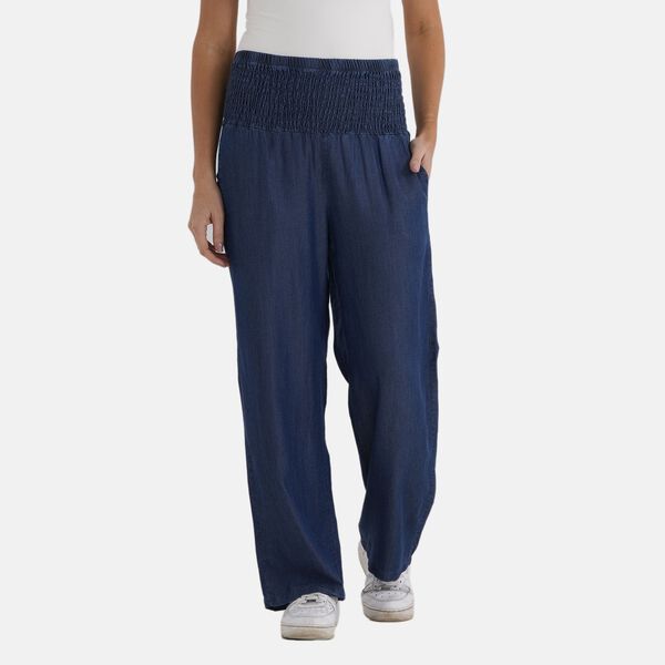 LA MAREY elastische weit geschnittene Denim-Hose, Dunkelblau image number 2