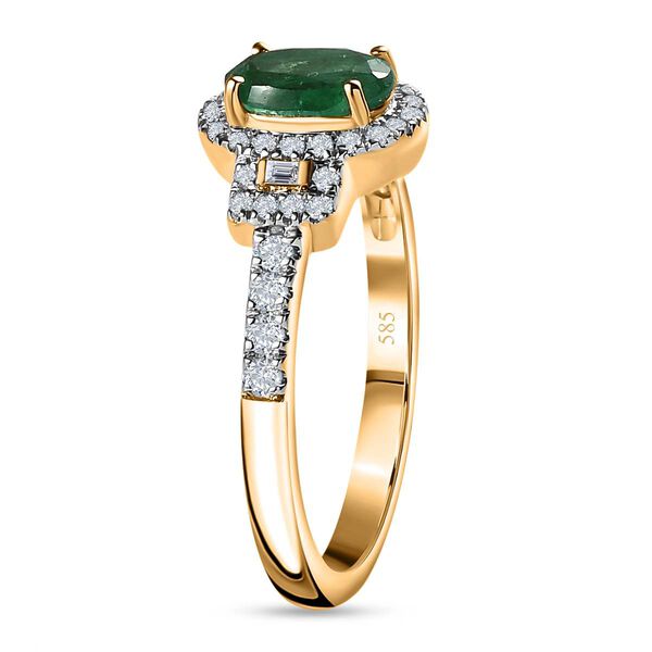 AAA Kagem sambischer Smaragd und Diamant Ring in 585 Gold - 1,02 ct. image number 5