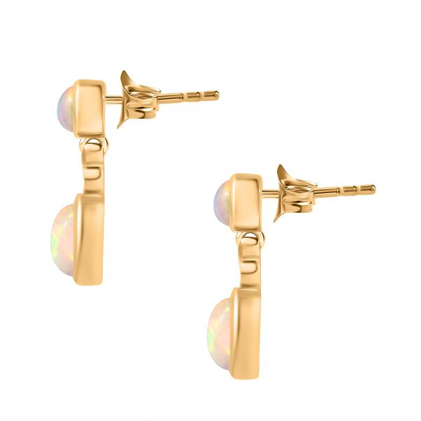 AA Natürlicher, äthiopischer Welo Opal Ohrringe 925 Silber 750 Gelbgold Vermeil ca. 1,41 ct. image number 4