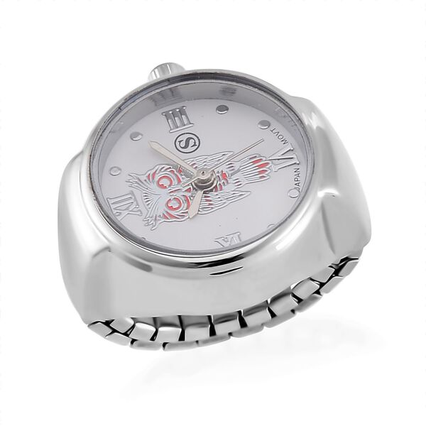 STRADA - Japanisches Uhrwerk, flexibles Ring-Uhr, Reiner Edelstahl, Rot