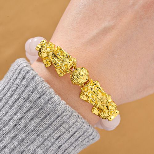 Rosenquarz Armband, flexibel, vergoldet ca. 150,00 ct. image number 1