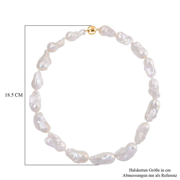D'Joy Weiße Barockperle (13-16 mm) Halskette ca. 50 cm 925 Silber vergoldet image number 5