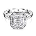 Wei&szlig;er Diamant Ring, 925 Silber platiniert (Gr&ouml;&szlig;e 20.00) ca. 0.50 ct