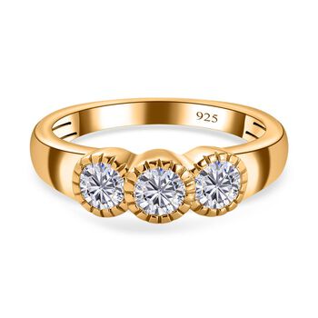 Moissanit Ring, 925 Silber Gelbgold Vermeil, (Gr&ouml;&szlig;e 17.00) ca. 0.73 ct