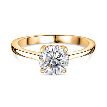 Moissanit Ring, 925 Silber vergoldet - 1,18 ct.