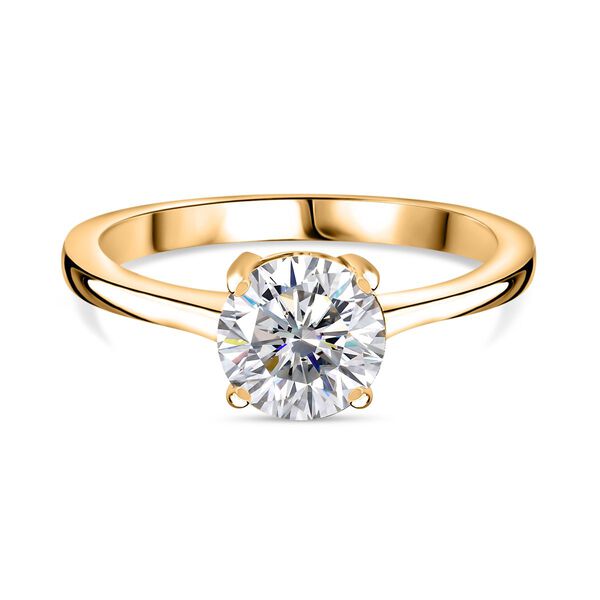 Moissanit Ring, 925 Silber vergoldet - 1,18 ct.