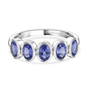 D'Joy Tansanit Ring 925 Silber Platiniert (Gr&ouml;&szlig;e 19.00) ca. 1,19 ct