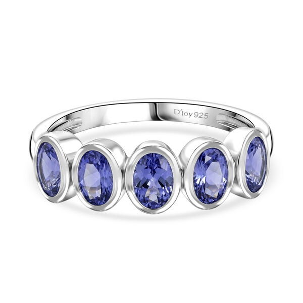 D'Joy Tansanit Ring 925 Silber Platiniert (Gr&ouml;&szlig;e 19.00) ca. 1,19 ct