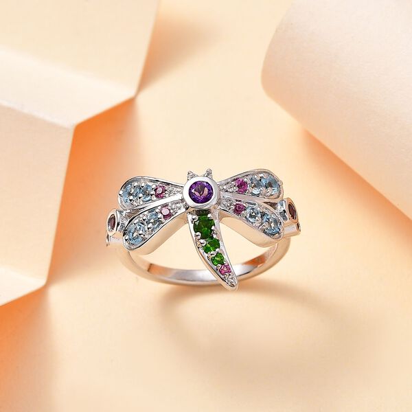 GP Trifono Kollektion- AA afrikanischer Amethyst, Schweizer Blautopas, Rhodolith Granat, Chromdiopsid, Zirkon und blauer Saphir-Ring - 0,99 ct. image number 2