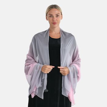 LA MAREY Signature Seidenschal aus 100% Maulbeerseide, 110 x 180 cm, Grau Pink