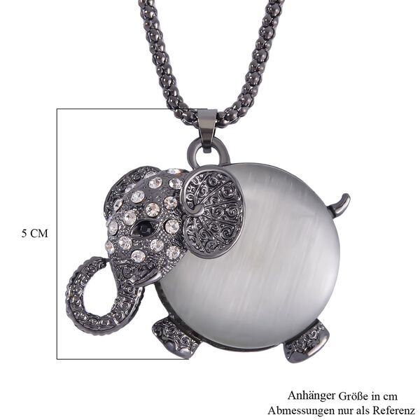 Schwarz-Weiß Kristall und Weißes Katzenauge Halskette, ca. 70cm, ca. 20.00 ct image number 7