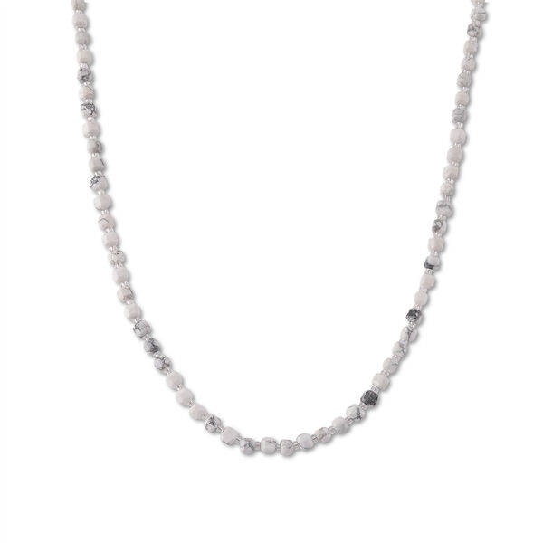 Wei&szlig;er Howlit, Glas Halskette, flexibel, 316L Edelstahl 85.00 ct