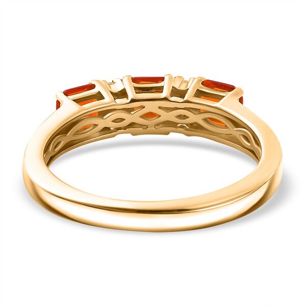 AAA Purpurroter Feueropal, Wei&szlig;er Zirkon Ring 925 Silber 750 Gelbgold Vermeil (Gr&ouml;&szlig;e 20.00) ca. 0.76 ct image number 6