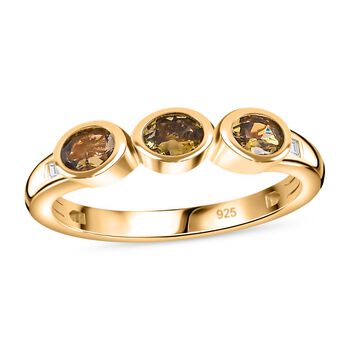 AA nat&uuml;rlicher, goldener Tansanit und Diamant-Ring - 0,52 ct.