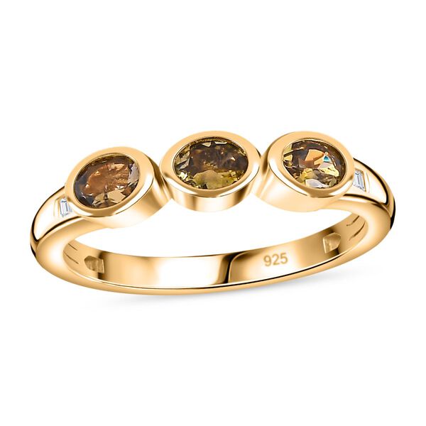 AA natürlicher, goldener Tansanit und Diamant-Ring - 0,52 ct. image number 4