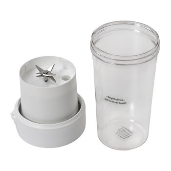 Tragbarer Entsafter mit Strohhalm und Deckel, 17,4x8,8 cm, 350ml , Wei&szlig;