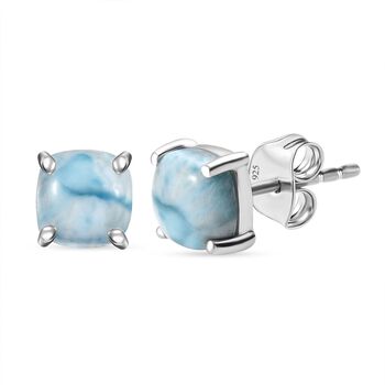 Larimar Ohrringe 925 Silber rhodiniert ca. 3,93 ct.