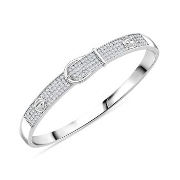 Wei&szlig;er Zirkonia Armreif ca. 19 cm Nickelfreies Messing