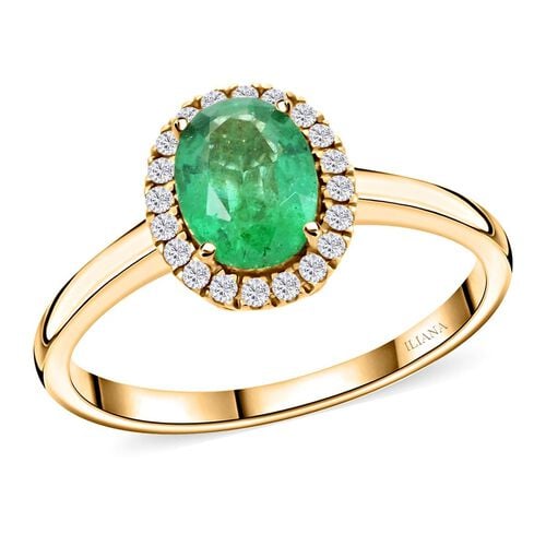 AAA Kagem Sambischer Smaragd, Weißer Diamant Ringe 750 Gold (Größe 19.00) ca. 1,40 ct image number 0
