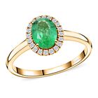 AAA Kagem Sambischer Smaragd, Weißer Diamant Ringe 750 Gold (Größe 19.00) ca. 1,40 ct
