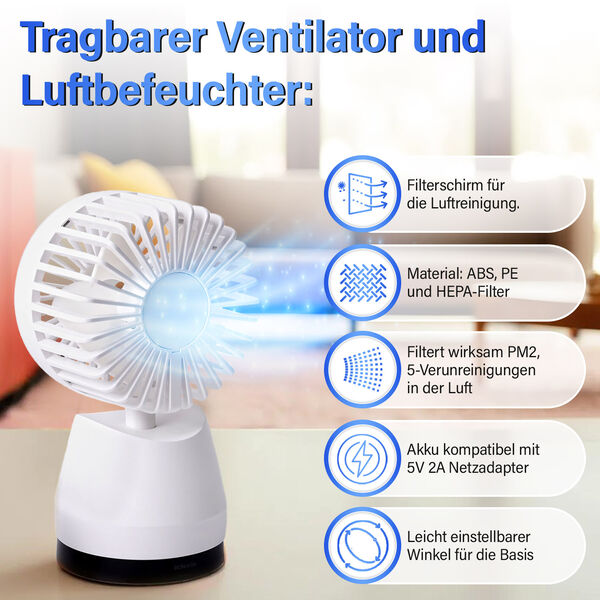 2 in 1: Ventilator mit Ionizer und abnehmbarer HEPA Filter, Wei&szlig; image number 2